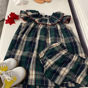 TBBC Plaid Ruffle Collared and Sleeve Dress 4T